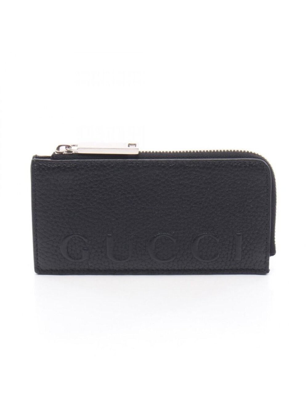 Gucci Coin Case Embossed Logo Card Black Leather - Picture 1 of 7